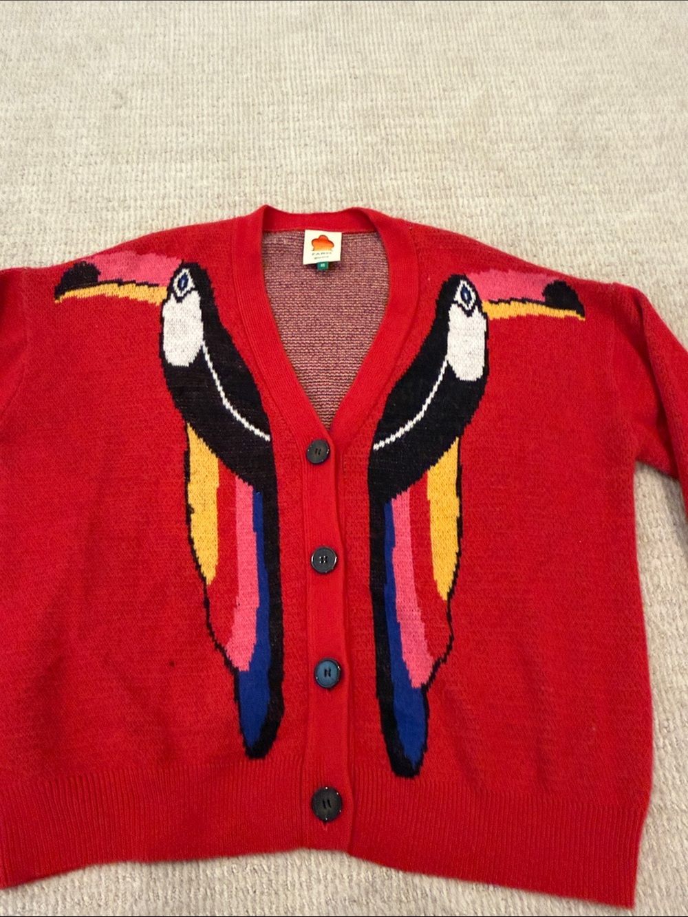 FARM Rio Red Toucan Cardigan - Picture 3 of 10